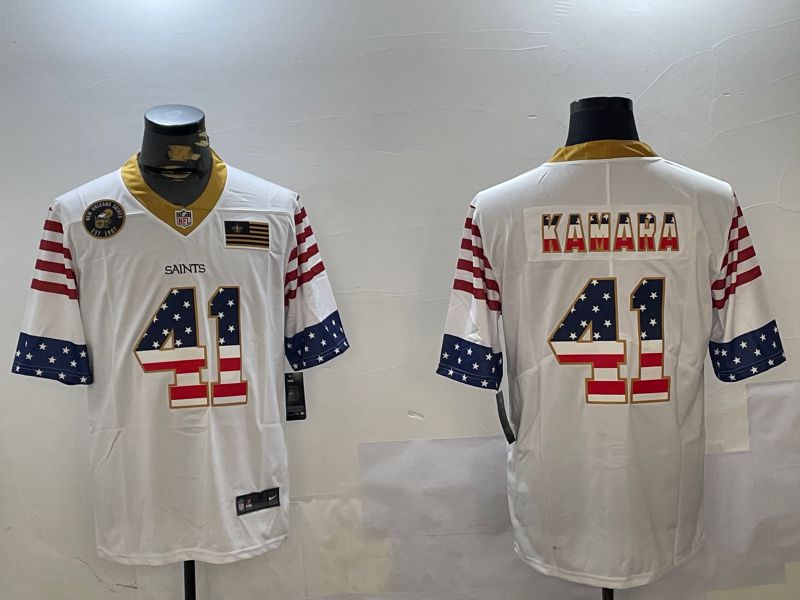 Men New Orleans Saints #41 Kamara White National Flag 2024 Nike Limited NFL Jersey style 3->youth nba jersey->Youth Jersey